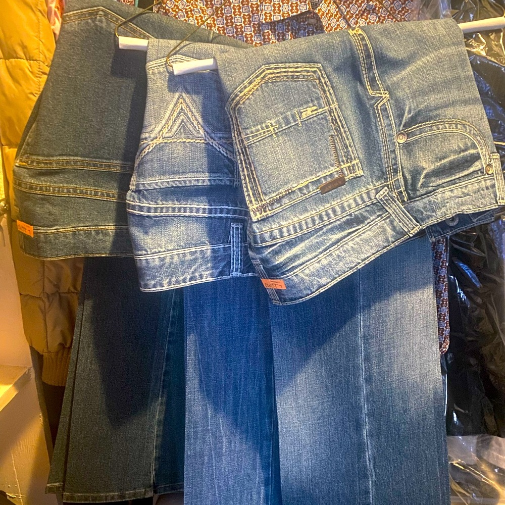 Boys size 14 Ariat, Wrangler, Rock n Roll Jeans, 3 pairs, starched